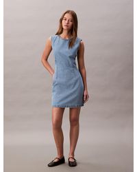 Calvin Klein - Robe À Mancherons Ouverte Au Dos - Lyst