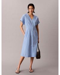 Calvin Klein - Poplinkatoenen Button-Down Overhemdjurk - Lyst