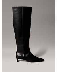 Calvin Klein - Botas altas de piel con tacón kitten - Lyst