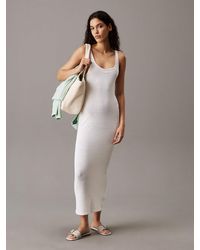 Calvin Klein - Soft Knit Tie Back Maxi Dress - Lyst