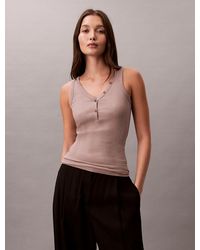 Calvin Klein - Ribbed Cotton Henley Tank Top - Lyst