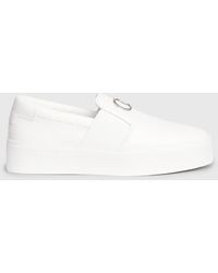 Calvin Klein - Leather Platform Slip-on Shoes - Lyst