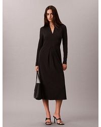 Calvin Klein - Crepe Jersey Draped Midi Dress - Lyst
