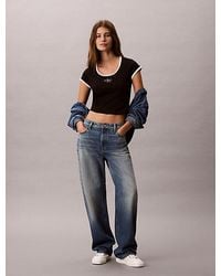 Calvin Klein - Jeans Slim Cotton Stretch Ringer T-Shirt - Lyst