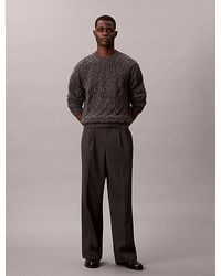 Calvin Klein - Lambswool Blend Cable Knit Crewneck Jumper - Lyst