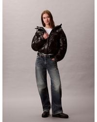 Calvin Klein - High Shine Hooded Puffer Jacket - Lyst
