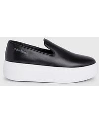 Calvin Klein - Zapatos slip-on de piel con plataforma - Lyst