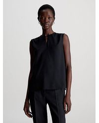Calvin Klein - Bluse mit Schlüsselloch-Ausschnitt - Lyst