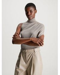 Calvin Klein - Asymmetrischer Pullover aus feiner Wolle - Lyst