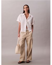 Calvin Klein - Calvin Klein Linen Blend Cargo Pants - Lyst