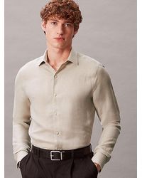 Calvin Klein - Camisa slim de mezcla de lino - Lyst