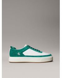Calvin Klein - Signature Sneakers Van Leer En Suède - Lyst
