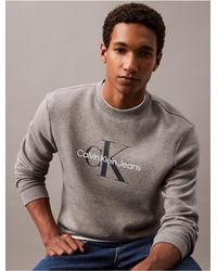 Calvin Klein - Calvin Klein Monogram Logo Fleece Crewneck Sweatshirt - Lyst