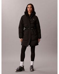 Calvin Klein - Jeans Logo Belt Hooded Puffer Coat - Lyst