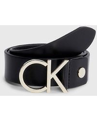 Calvin Klein - Cintur�n de cuero con logo - Lyst