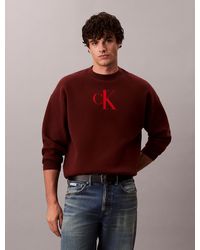 Calvin Klein - Cotton Blend Monogram Logo Relaxed Jumper - Lyst