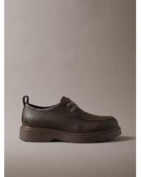 Calvin Klein - Leather Apron Toe Lug Lace Up Shoes - Lyst