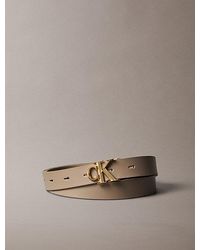 Calvin Klein - Reversible Pebbled Leather Logo Belt - Lyst