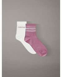 Calvin Klein - Jeans 2 Pack Logo Stripe Ankle Socks - Lyst
