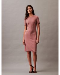 Calvin Klein - Compact Stretch Crepe Shift Dress - Lyst