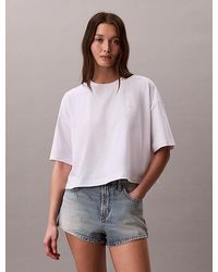 Calvin Klein - Jeans Cropped Floral Print T-Shirt - Lyst
