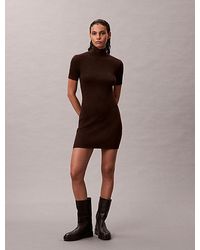 Calvin Klein - Jeans Wool Blend Mini Turtleneck Dress - Lyst