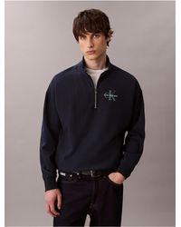Calvin Klein - Calvin Klein Monologo Premium Terry Quarter Zip Sweatshirt - Lyst
