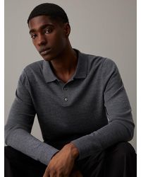 Calvin Klein - Merino Wool Polo Jumper - Lyst