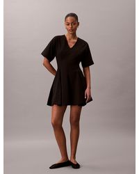 Calvin Klein - Short Sleeve Poplin Mini Dress - Lyst