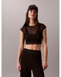 Calvin Klein - Cropped Performance Mesh Sports Bra Top - Lyst