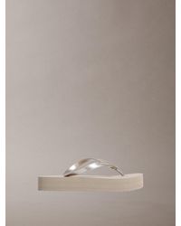 Calvin Klein - Pearlised Platform Flip Flops - Lyst