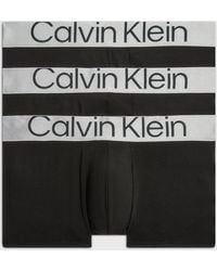 Calvin Klein - 3 Pack Low Rise Trunks - Steel Micro - - Black - Men - XS - Lyst