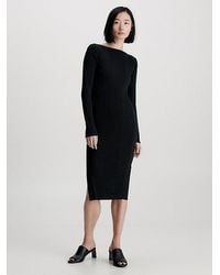 Calvin Klein - Schmal geripptes Kleid mit offenem Rücken - Lyst
