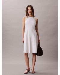 Calvin Klein - Jeans Linen Blend Sleeveless Midi Dress - Lyst