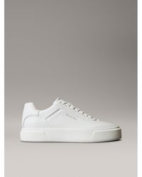 Calvin Klein - Calvin Klein Leather Embossed Logo Sneakers - Lyst
