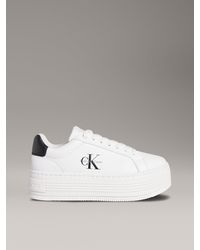 Calvin Klein - Leather Platform Trainers - Lyst