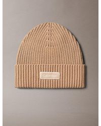 Calvin Klein - Logo Patch Rib Beanie - Lyst