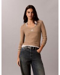 Calvin Klein - Jeans Ribbed Cotton Long Sleeve Top - Lyst