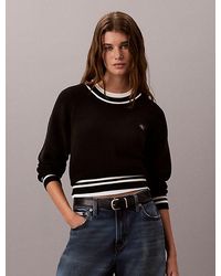 Calvin Klein - Jeans Cotton Knit Stripe Trim Jumper - Lyst