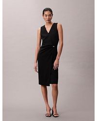 Calvin Klein - Mouwloze Stretch Crêpe Jurk - Lyst