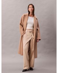 Calvin Klein - Cotton Twill Belted Trousers - Lyst