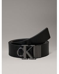 Calvin Klein - Cinturón reversible de piel con logo - Lyst