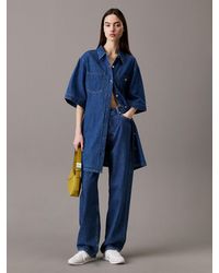 Calvin Klein - Robe-Chemise En Jean De Lin Et Coton - Lyst