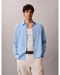 Calvin Klein - Solid Linen Blend Classic Shirt - Lyst