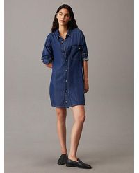 Calvin Klein - Denim Overhemdjurk Met Riem - Lyst