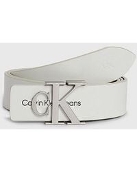 Calvin Klein - Cinturón de piel con logo - Lyst
