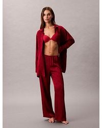 Calvin Klein - Satijn Glanzende Pyjamabroek Met Print - Lyst