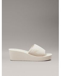 Calvin Klein - Plateau-Slippers Aus Canvas Mit Keilabsatz - Lyst