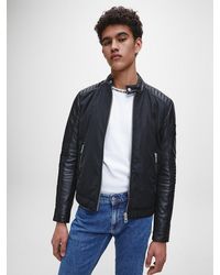 Calvin Klein Chaqueta de piel con mezcla de tejidos - Negro