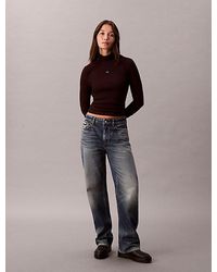 Calvin Klein - Jeans Ribbed Cotton Turtleneck Top - Lyst